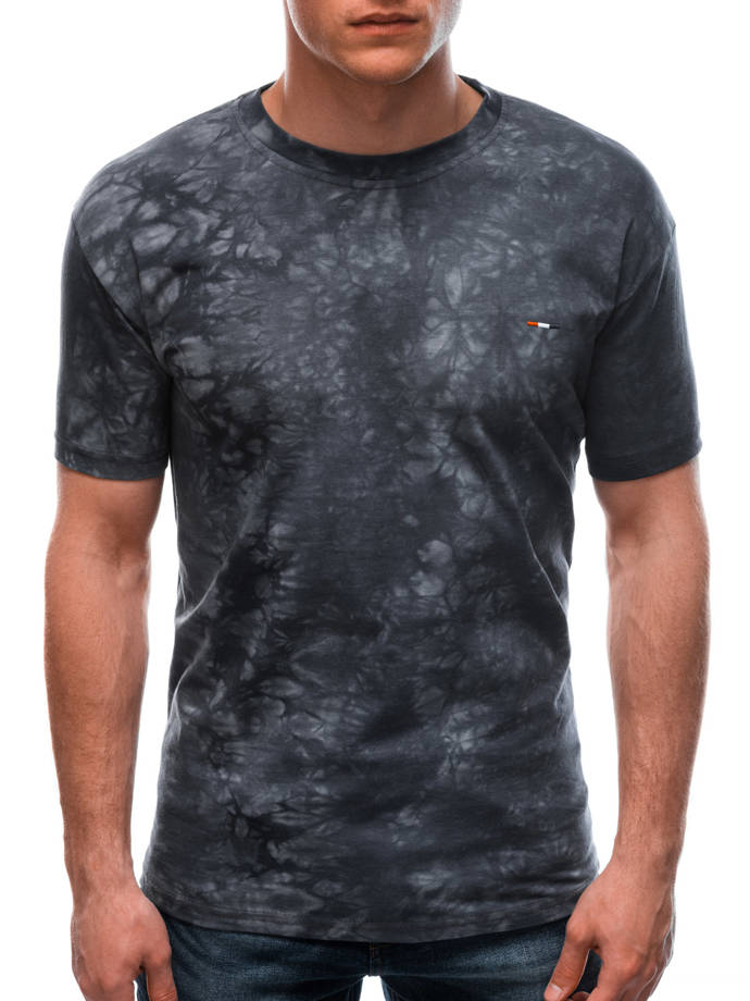 T-shirt męski bez nadruku 1657S - grafitowy