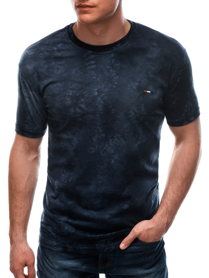 T-shirt męski bez nadruku 1657S - granatowy