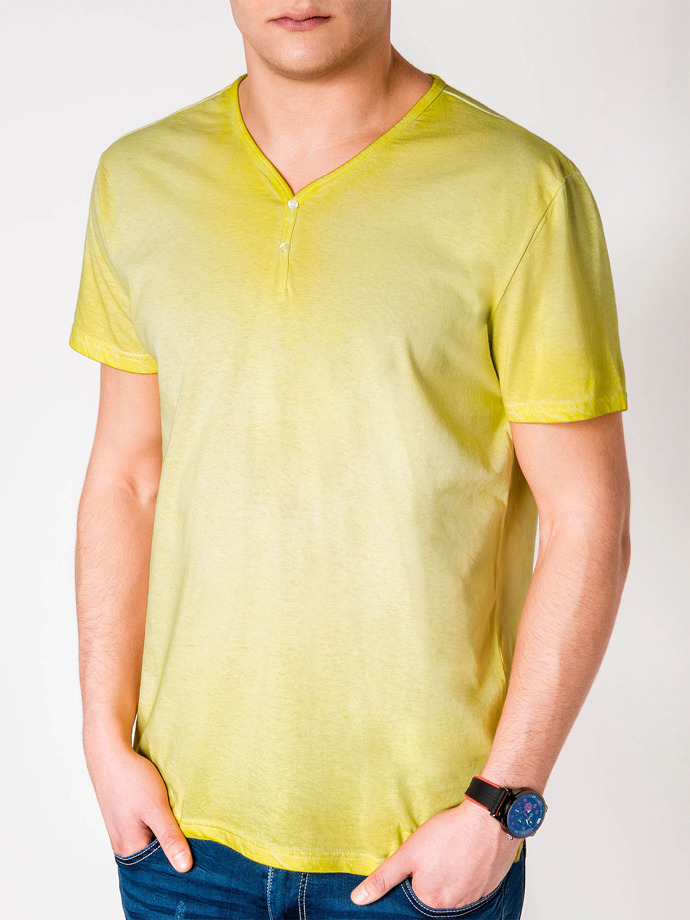 T-shirt męski bez nadruku 894S - żółty