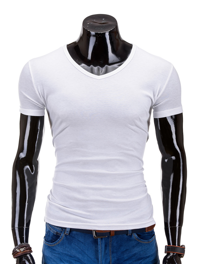T-shirt męski bez nadruku S605 - biały