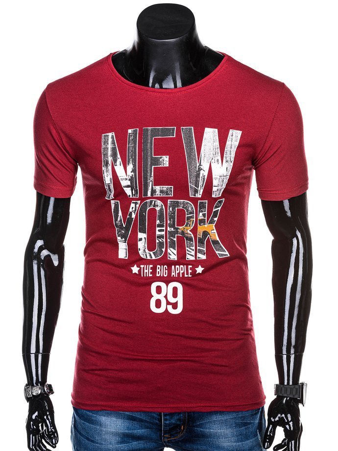 T-shirt męski z nadrukiem 1270S - czerwony