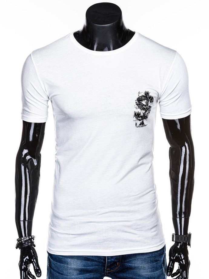 T-shirt męski z nadrukiem 1278S - biały