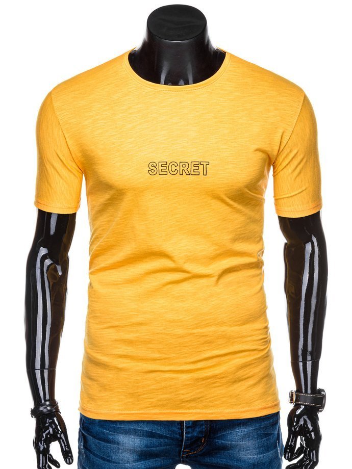 T-shirt męski z nadrukiem 1327S - żółty