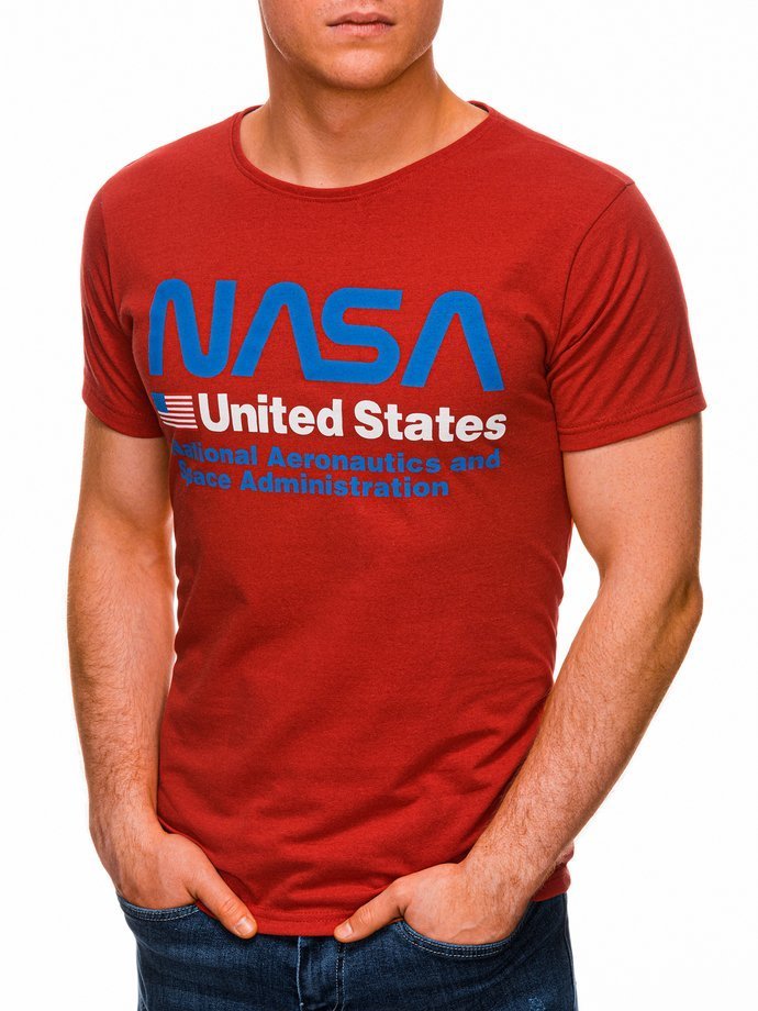 T-shirt męski z nadrukiem 1436S - czerwony