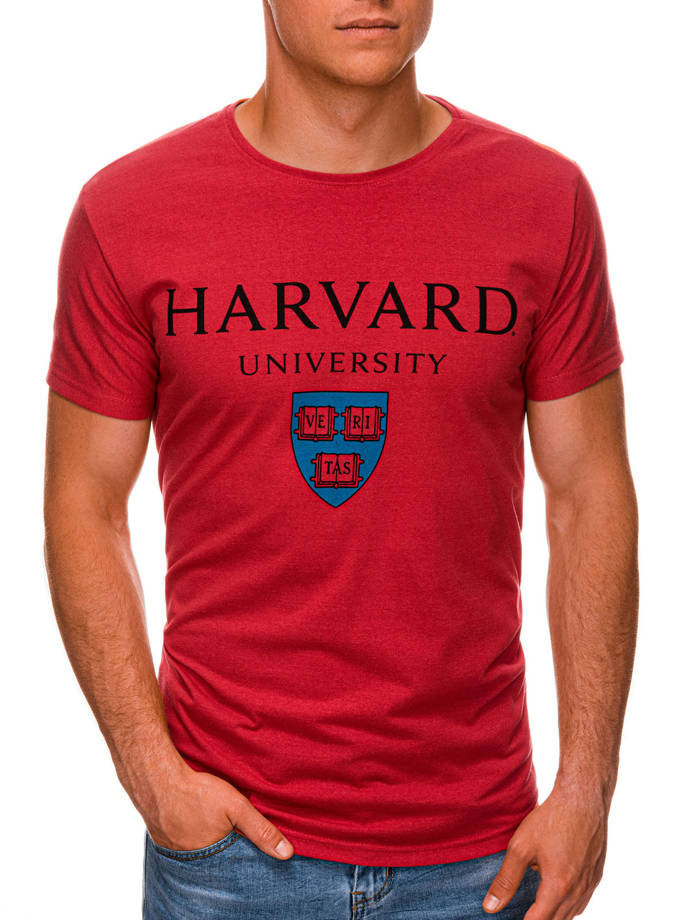 T-shirt męski z nadrukiem 1467S - czerwony