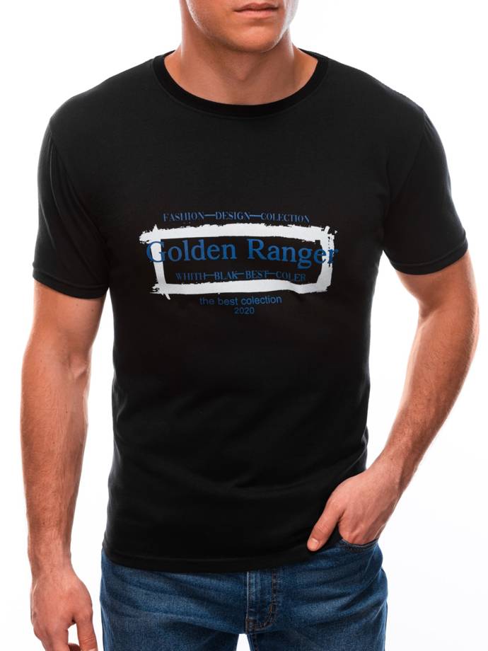 T-shirt męski z nadrukiem 1579S - czarny