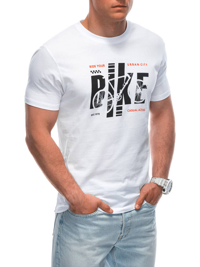 T-shirt męski z nadrukiem 1953S - biały