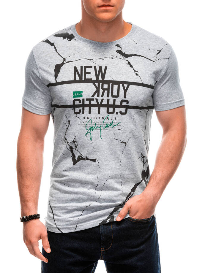 T-shirt męski z nadrukiem 1957S - szary