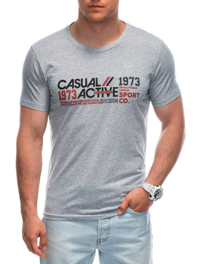 T-shirt męski z nadrukiem 1962S - szary