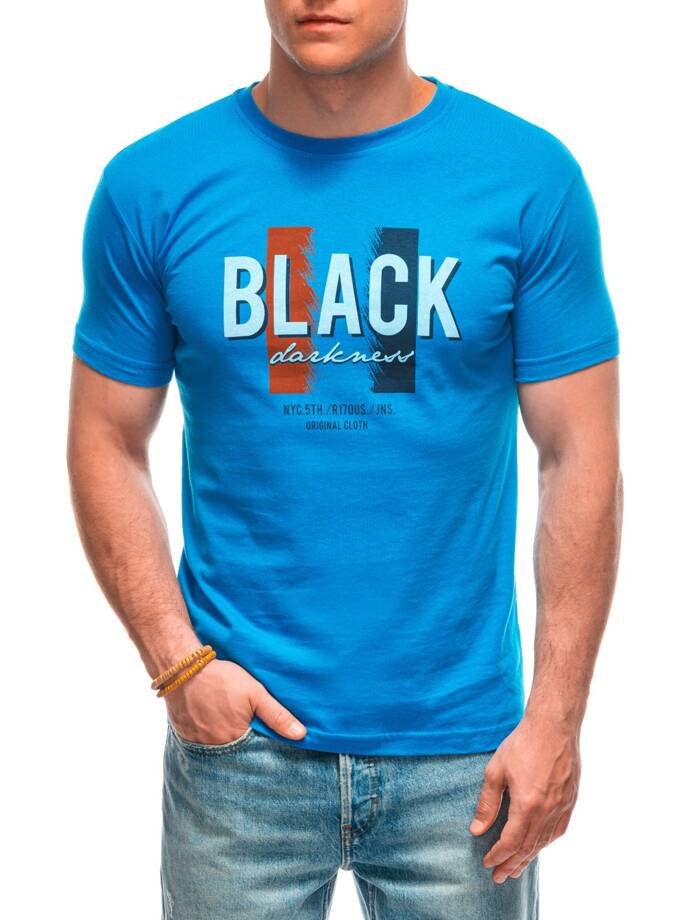 T-shirt męski z nadrukiem 1967S - niebieski